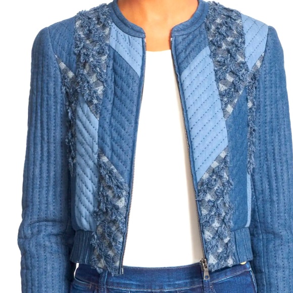 Rebecca Taylor Cropped Chambray Patchwork Jacket. Size: XS. Excellent condition - Picture 3 of 11